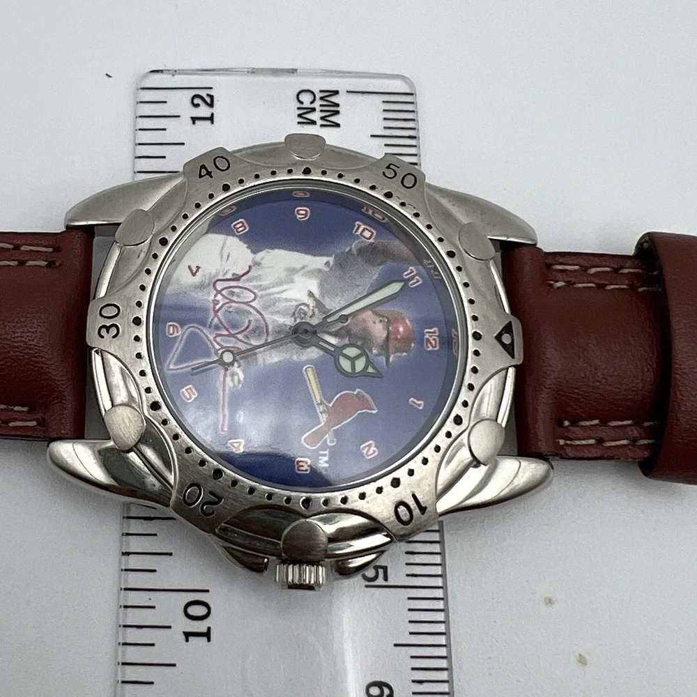 Mark McGwire Home Run Hero Wrist Watch Brown Leather Band Baseball Collectible